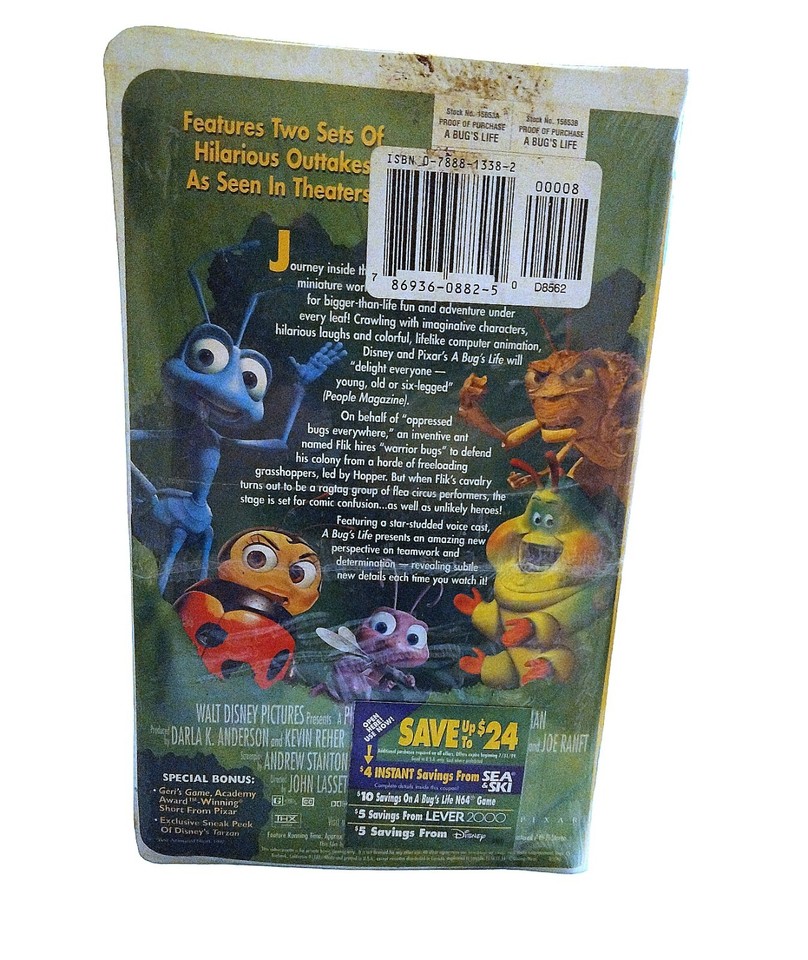 Disney Pixar A Bugs Life (VHS, 1999). Hopper NIB Sealed Includes Geris ...