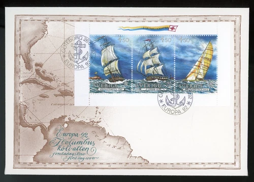 SWEDEN 1992 FIRST DAY COVER, EUROPA, SAILING SHIPS !! O52