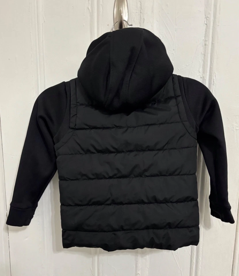 Young Boy's Warm Old Navy Black Lined Hooded Vest Zip Up Jacket Size XS - Image 3 of 3