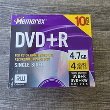 NEW Memorex DVD R Discs 10 Pack 4.7GB 4 Hours Blank Burnable DVDs