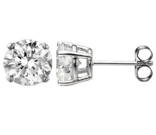 ORECCHINI A PERNO CON DIAMANTI TAGLIO TONDO 0,15 CT D VS2 ORO BIANCO 14K - Foto 1 di 1