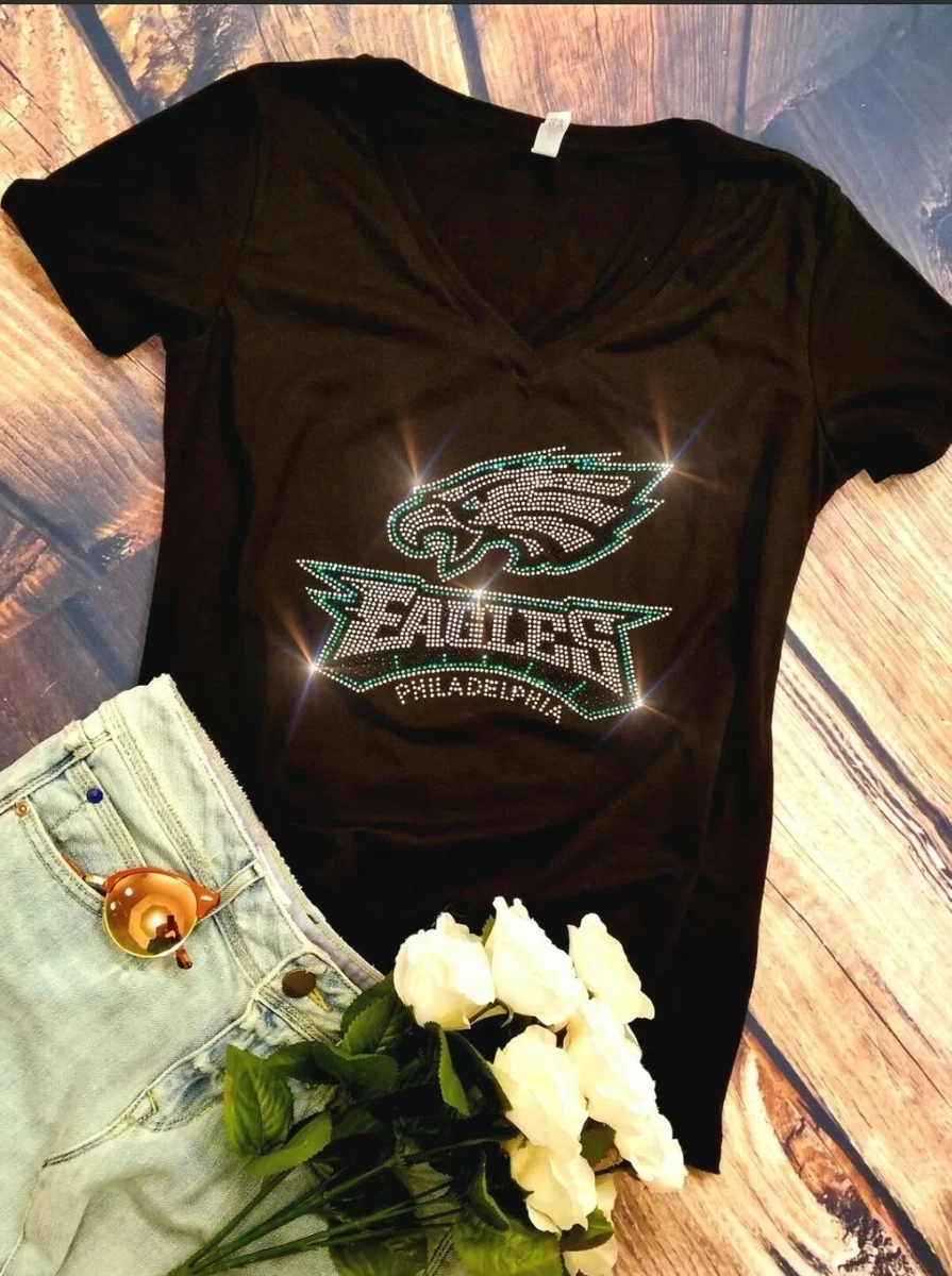 Philadelphia Eagles Rhinestone UNISEX Crewneck or VNeck Tshirt for