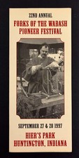 1998 Wabash Forks Pioneer Festival Huntington IN Hier's Park VTG Travel Brochure
