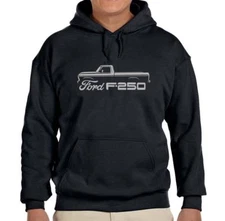 1973-77 Ford F250 Pickup Truck Classic Black Hoodie Sweatshirt FREE SHIP