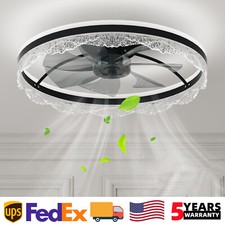 24" LED Ceiling Fan Light kit Flush Mount Modern Fixture With Remote APP Control