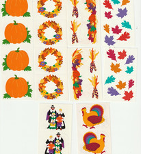 Vintage Mrs Grossman Thanksgiving Stickers Fall Autumn Harvest Turkey- YOU PICK