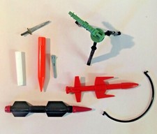 Vtg Mix Lot 8 Toy Action Figure Vehicle Weapons Parts Sword Missile Mount LLL