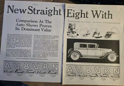 1927 Auburn Eight 8-77 Sport sedan car two page original vintage ad | eBay
