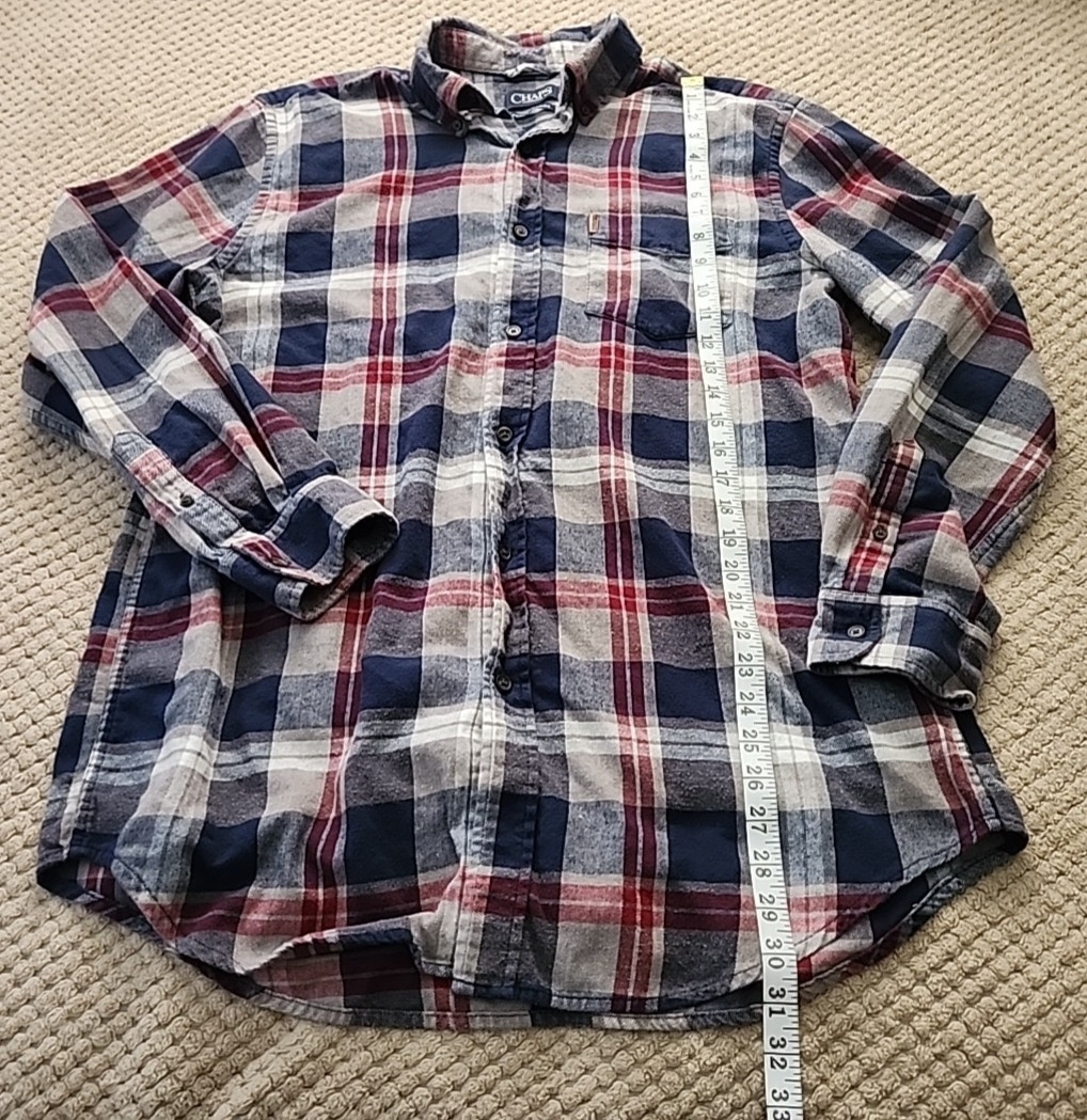 CHAPS Performance Men's Gray Flannel Button Up Lo… - image 4