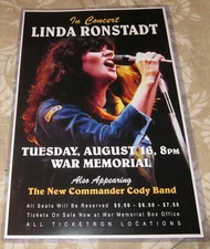 LINDA RONSTADT 1977 WAR MEMORIAL REPLICA CONCERT POSTER 
