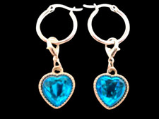 Heart Earrings Faceted Resin Dangle Hearts in Stainless-Steel Hoops