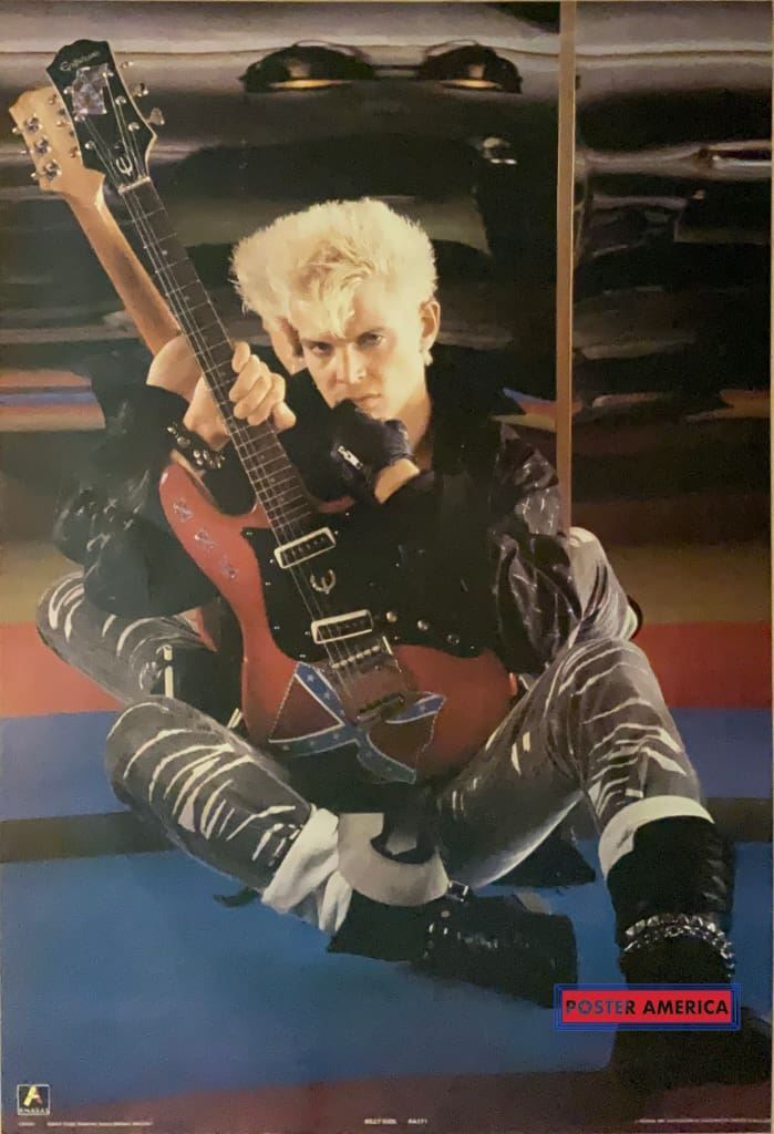 Billy Idol Posing With Electric Guitar Vintage Rock Music Poster