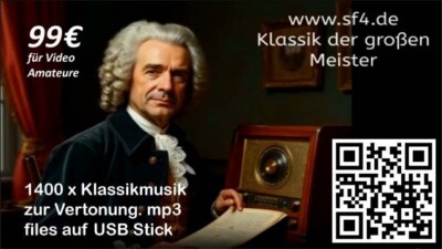 Complete Klassik Musikarchiv mit 1400 mp3 files gema frei auf USB Stick