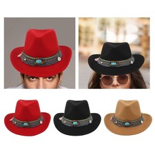 Unisex Adult Fedoras Caps Western Cowboy Hat Jazz Hat Sun Hat for Holiday
