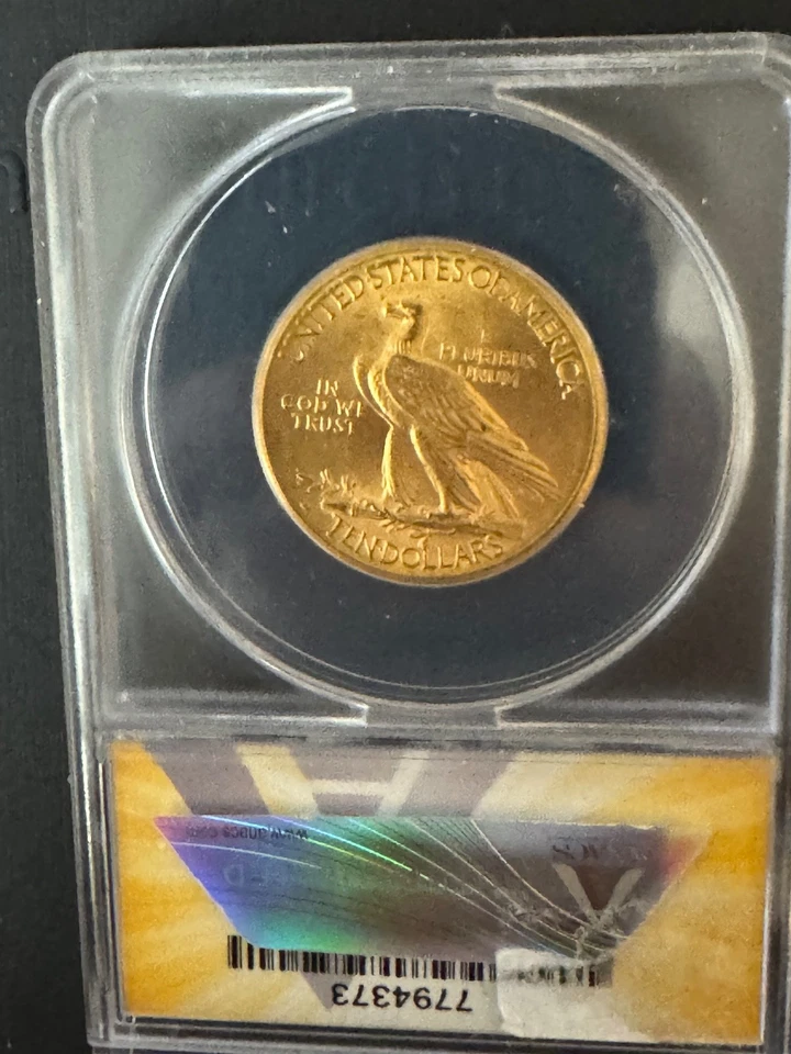 1910 D 10.00  ANACS MS 61  INDIAN HEAD Ten Dollar Liberty Gold Piece Brilliant - Image 3 of 4