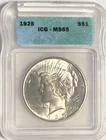 1925  PEACE " ICG MS65" - WHITE COLOR, REV DETAILS INCREDIBLE, CHECK OUT 💥✅