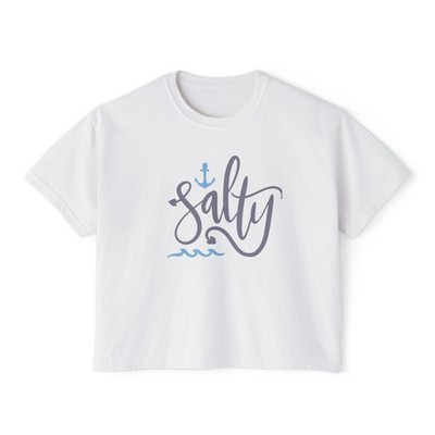 Salty Anchor Graphic Tee Women's Boxy Tee, Beachy Summer Shirt