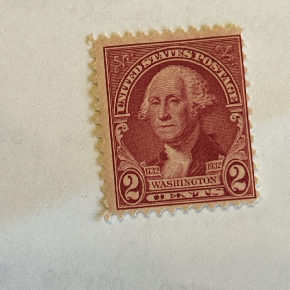 Rare vintage Original George Washington Red 2 Cents Stamp 1932