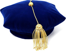 Graduation Doctoral Tam Blue Velvet 8 Sided with Gold Bullion Tassel