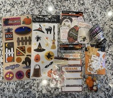 Recollections Halloween Lot - Scrapbook Stickers Labels Ribbon Resin Misc