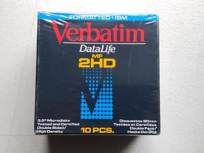 Verbatim DataLife 3.5'' Microdosks 1.44MB HD MF2HD IBM PC 10-Pk New Old Stock