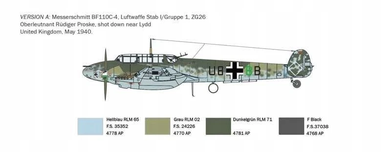 Italeri 0049 - 1:72 Messerschmitt Bf 110 C Zerstörer aereo - Immagine 2 di 4