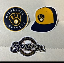 Milwaukee Brewers -  MLB Team Logo - decal- stickers  (lot of 3) approx 2.5-3”