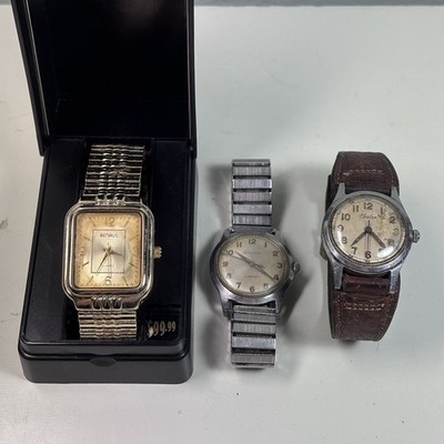 Vintage Watch Lot Of 3 Bulova Automatic Benrus Quartz Chalet PARTS ONLY