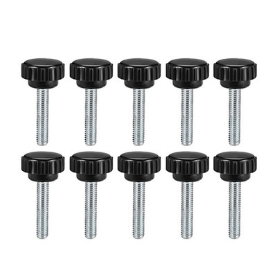 M6 x 25mm Male Thread Knurled Clamping Knobs Grip Thumb Screw on Type 10 Pcs