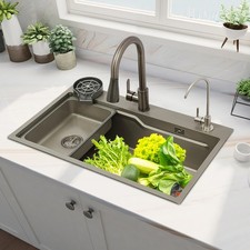 29.53 17.72" Stainless Steel Single Bowl Kitchen Sink with Pull-Out Faucet