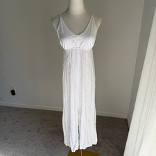 FARM Rio White Empire Dress XS V Neck Sleeveless Slit Summer Beach Resort