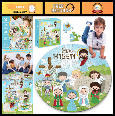 Easter Gift Basket Stuffers for Kids - 70Pcs Large Jigsaw Puzzles Age 4-8, He is