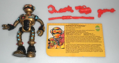 100% Complete 1990 Fugitoid & Card TMNT Teenage Mutant Ninja Turtles Figure Lot