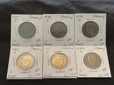GERMANY 1977 TO 1986 6 COIN 2 MARK  XF LOT E19