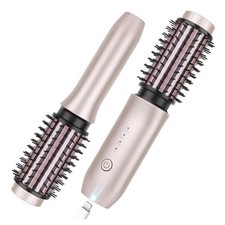 Cordless Curling Iron Brush, 3-in-1 Portable Curling Iron, 2024 New Hair Pink