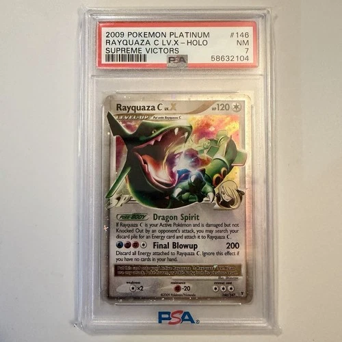 2009 POKEMON PLATINUM SUPREME VICTORS #146/147 RAYQUAZA C LV.X HOLO PSA 7