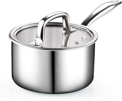 Home Stainless Steel Saucepan 3 Quart, TriPly Full Clad Sauce Pan with...