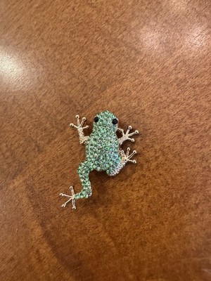 Green Crystal Frog Brooch Pin Jewelry Accessory