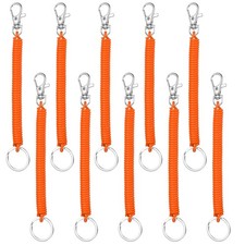 Retractable Coil Springs Keychain, 10 Pcs Spiral Cord Coil Keychain, Orange
