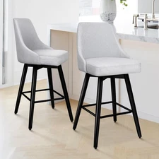 Swivel Counter Height Bar Stools Set of 2, 26" H Modern Barstools with Full B...
