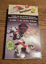 NEW Open Box - 1985 POUND PUPPIES Newborns Sewing Kit Tan Puppy White Puppy