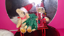 Miniature Bears Christmas Teddy Bear Mini Figurines Bench Set 3pc