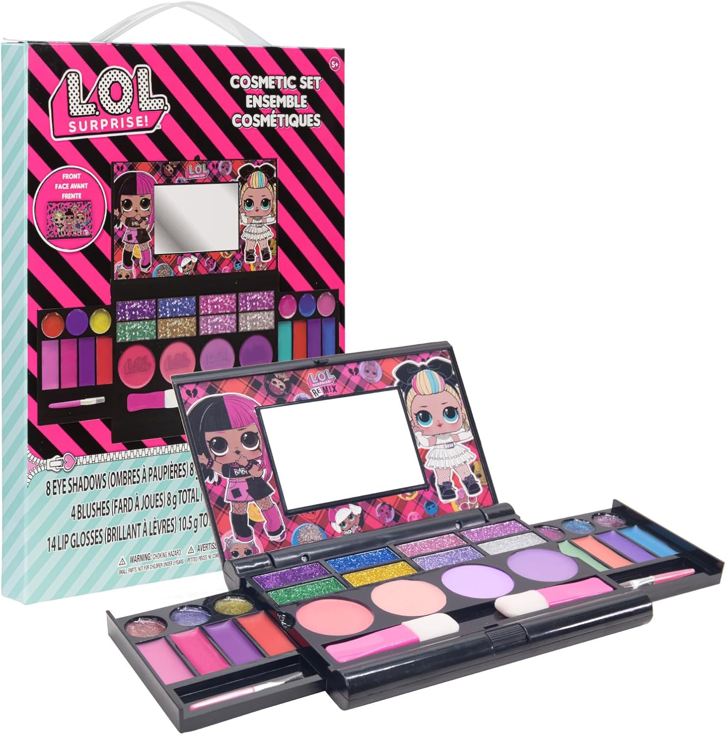 L.O.L Surprise! Townley Girl 30 Pcs Cosmetic Compact Set Includes Mirror, 14 Lip