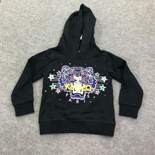 Kenzo Kids Tiger Hoodie Youth 6A Black Embroidered Paris Graphic Sweatshirt