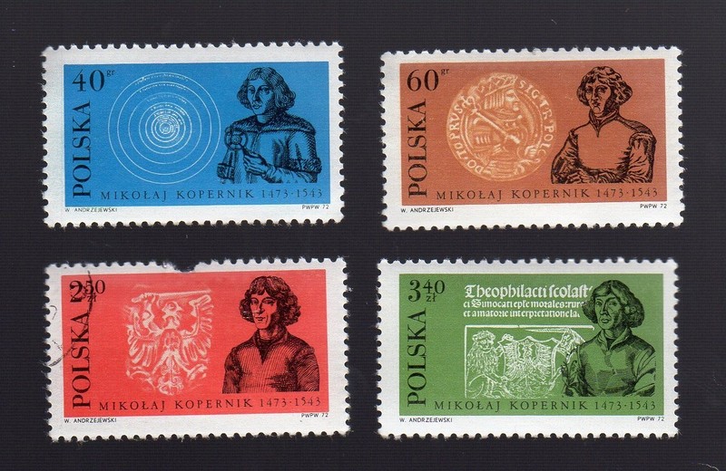 POLAND (1972) COPERNICUS (Complete set of 4 - 3 MNH 1 used) Sc # 2268-2271