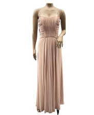 Wtoo By Watters Chiffon Spaghetti Straps Bridesmaids Maxi Dress Blush Pink 10