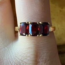 Natural Red Garnet Sterling Silver Ring Size 10