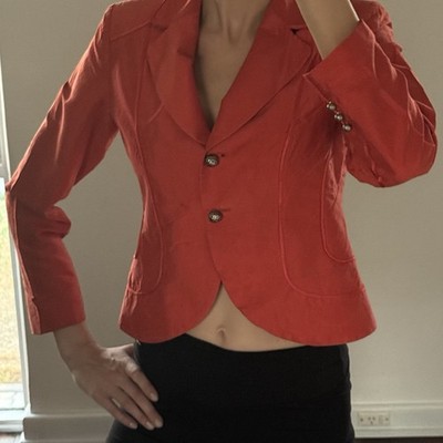 Nathalie Chaize Orange Silk Blazer Jacket FR38 AU8 10 Tailored Fit