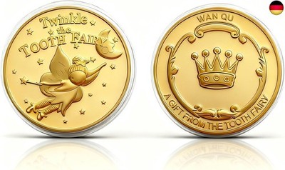 Zahnfee Münzen Set, 2 Stück Goldmünzen, Motivationsgeschenk für Kinder, Ver