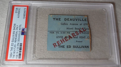 The Beatles Ed Sullivan Show 1964 Rehearsal Miami Beach Authentic Ticket Stub